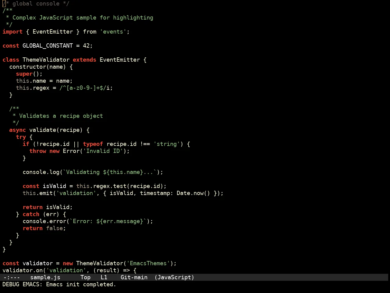 Pache Dark Theme in javascript-mode