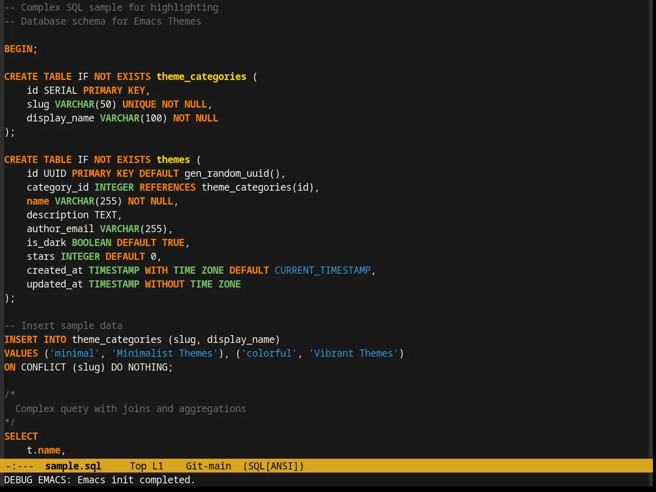 Paganini Theme in sql-mode
