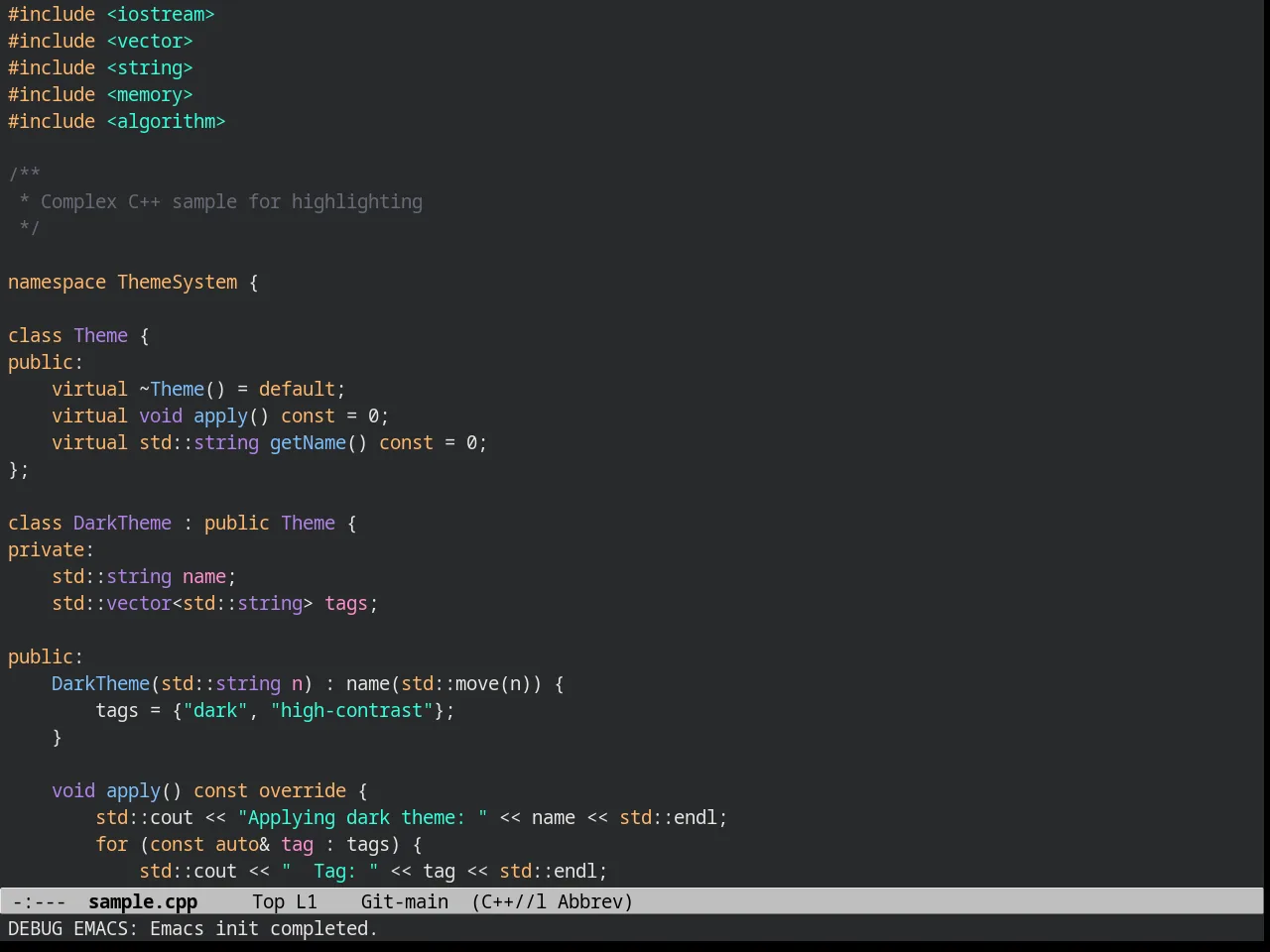 Panda Theme in c++-mode
