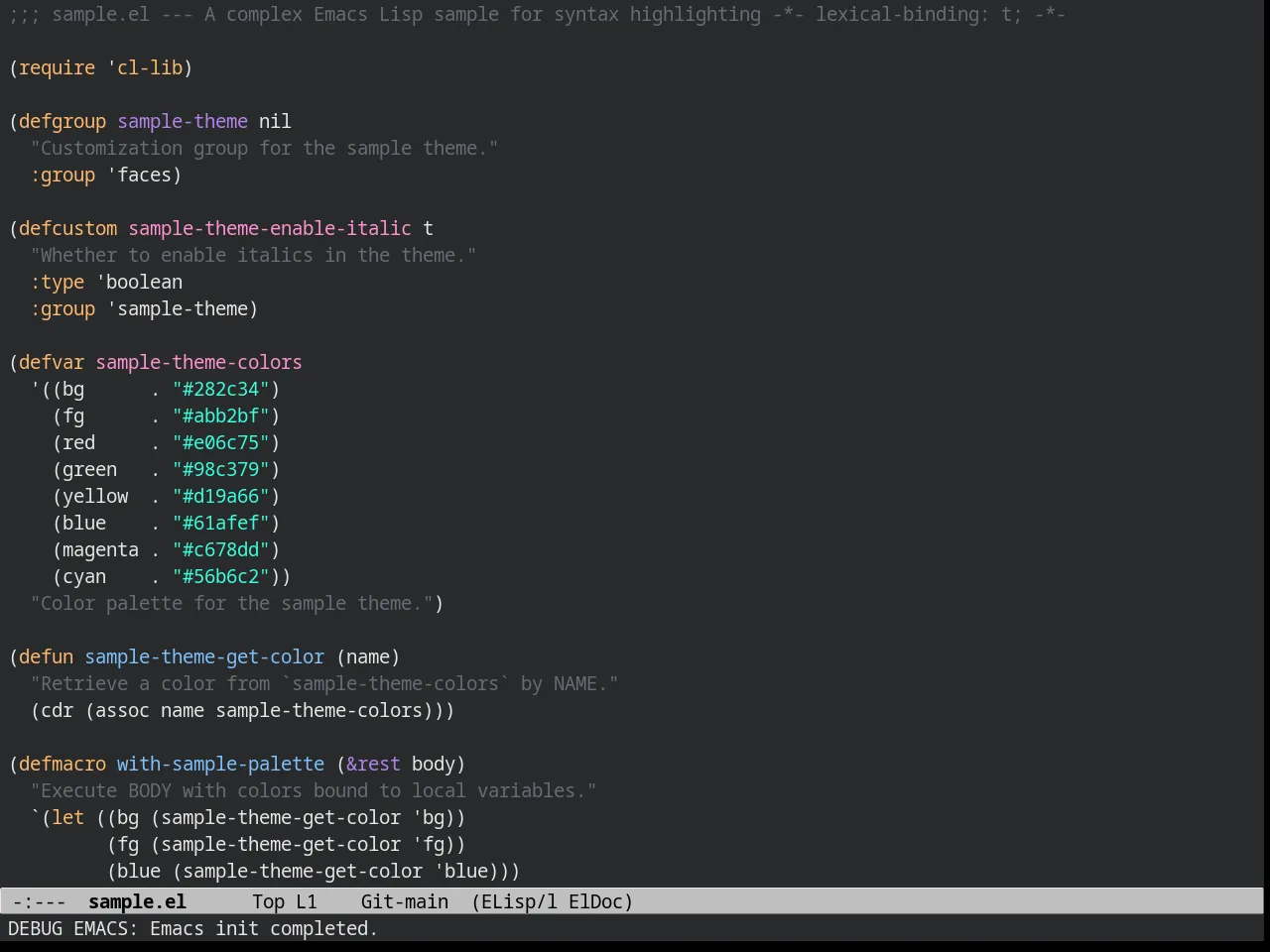 Panda Theme in emacs-lisp-mode