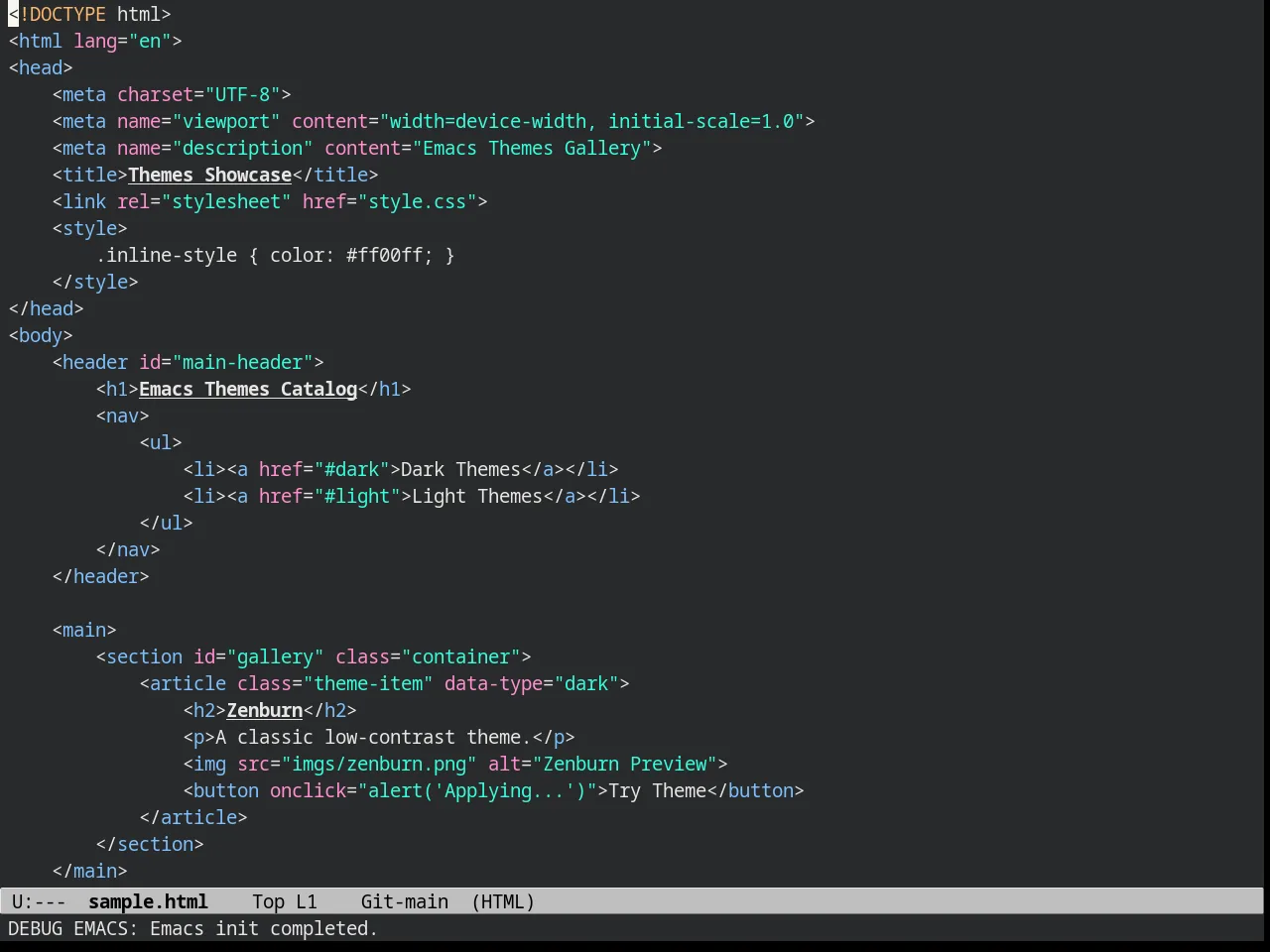 Panda Theme in html-mode