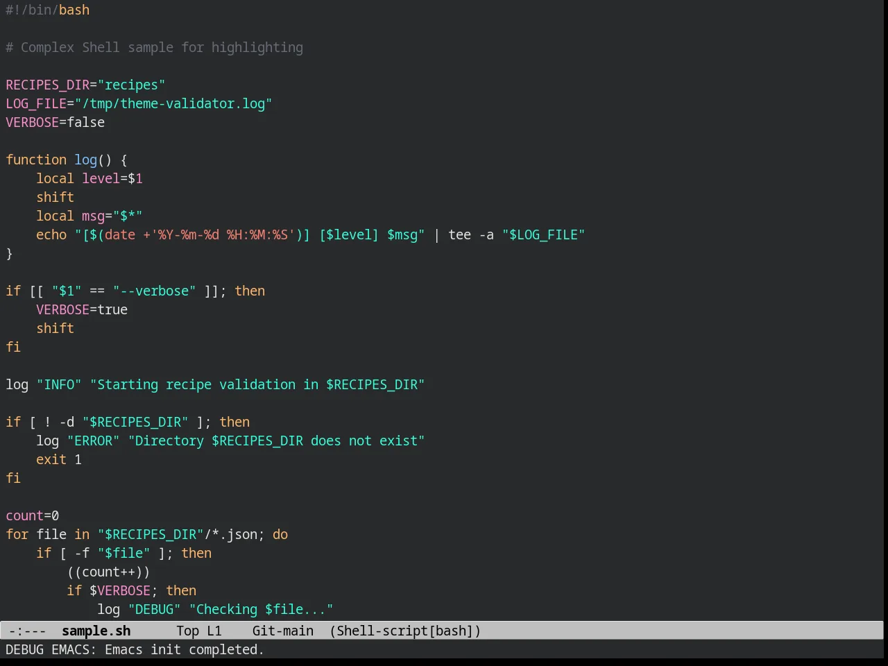 Panda Theme in sh-mode