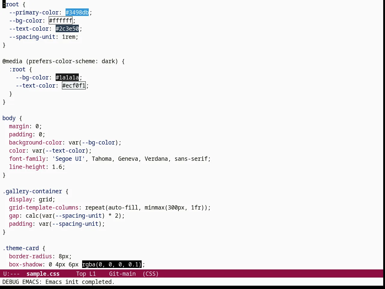 Paper Theme in css-mode
