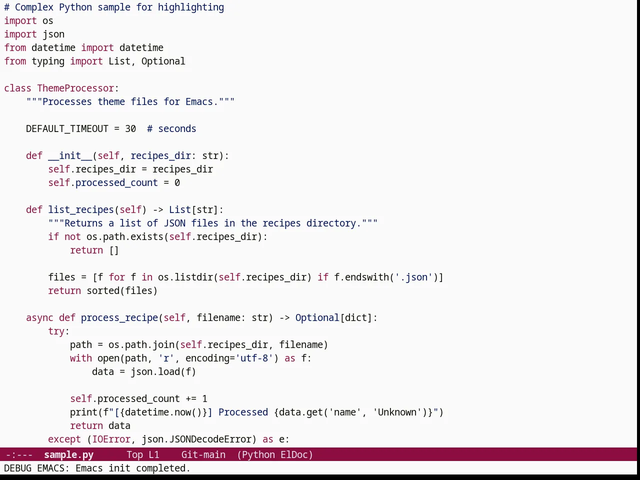 Paper Theme in python-mode