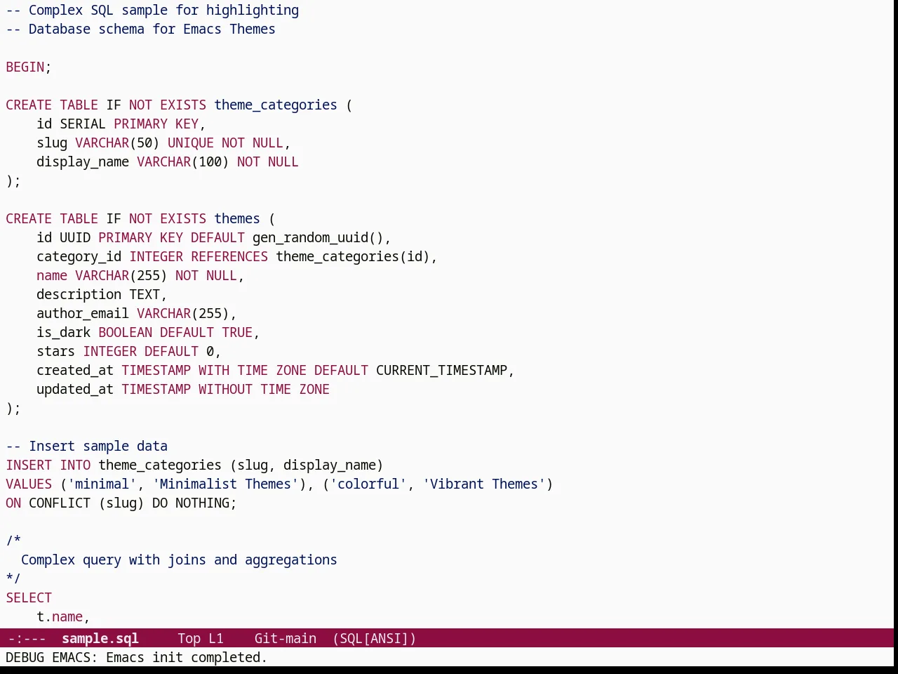 Paper Theme in sql-mode