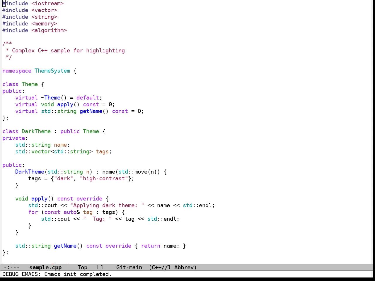 Parchment Theme in c++-mode