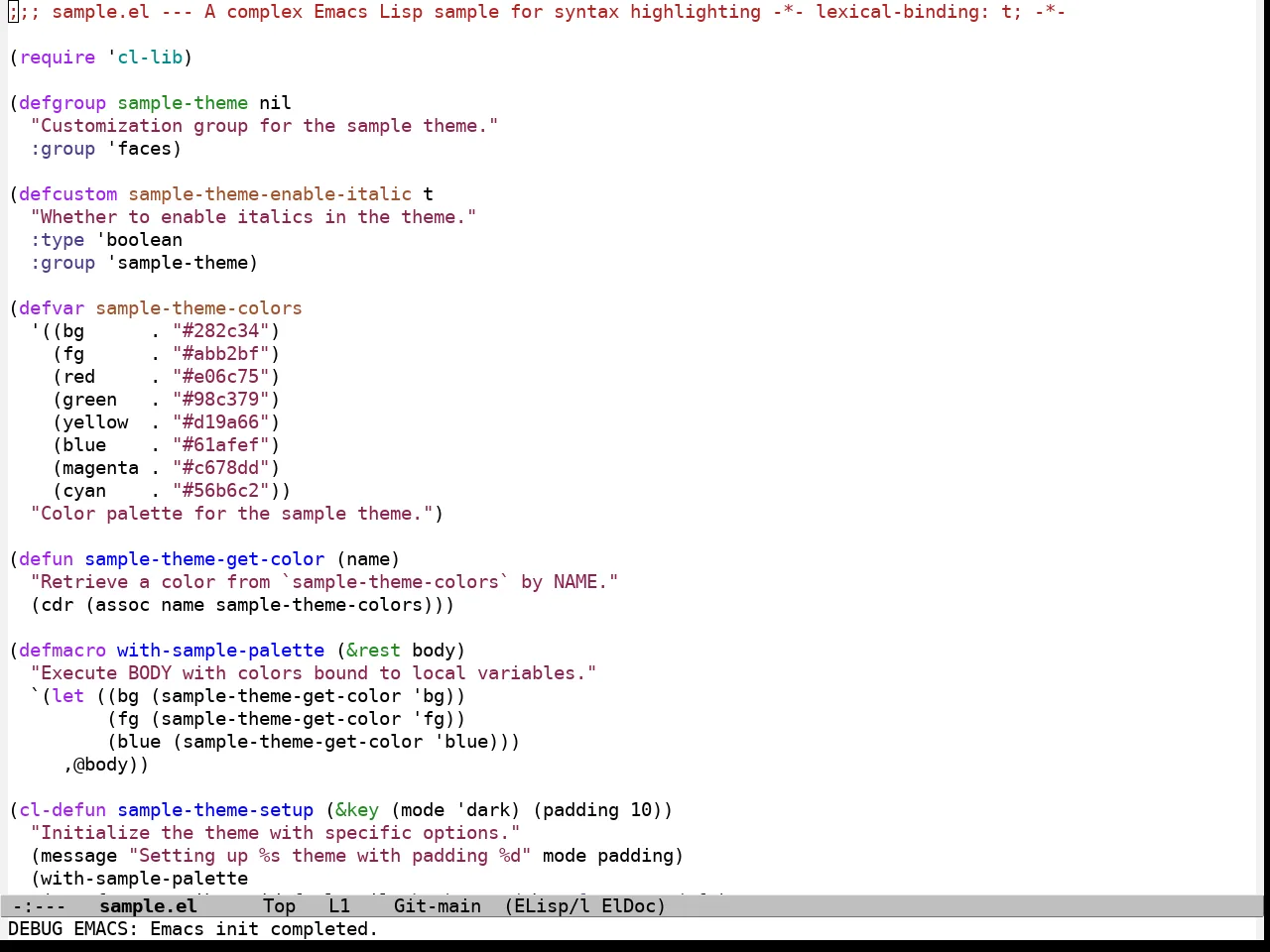 Parchment Theme in emacs-lisp-mode