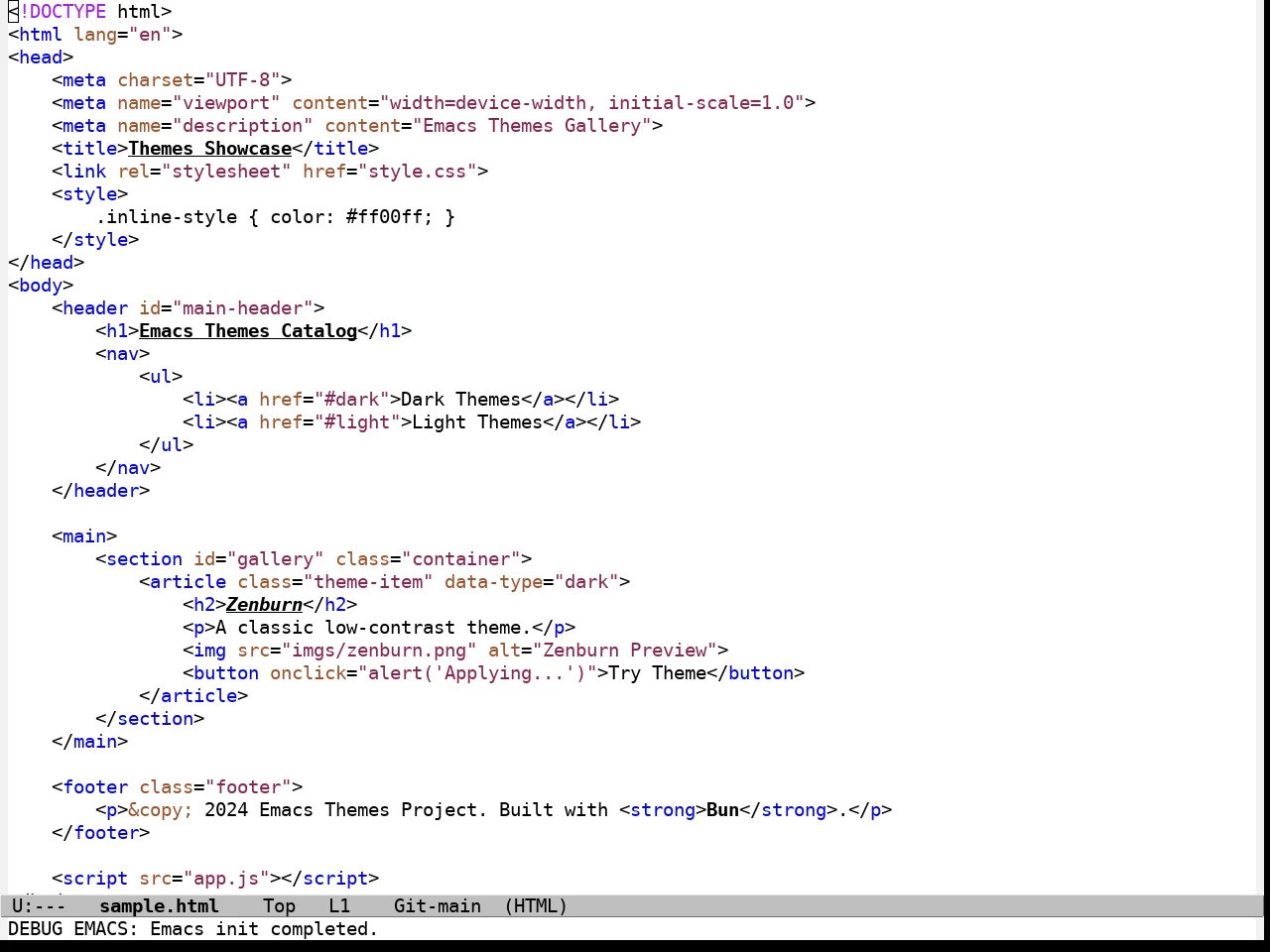 Parchment Theme in html-mode