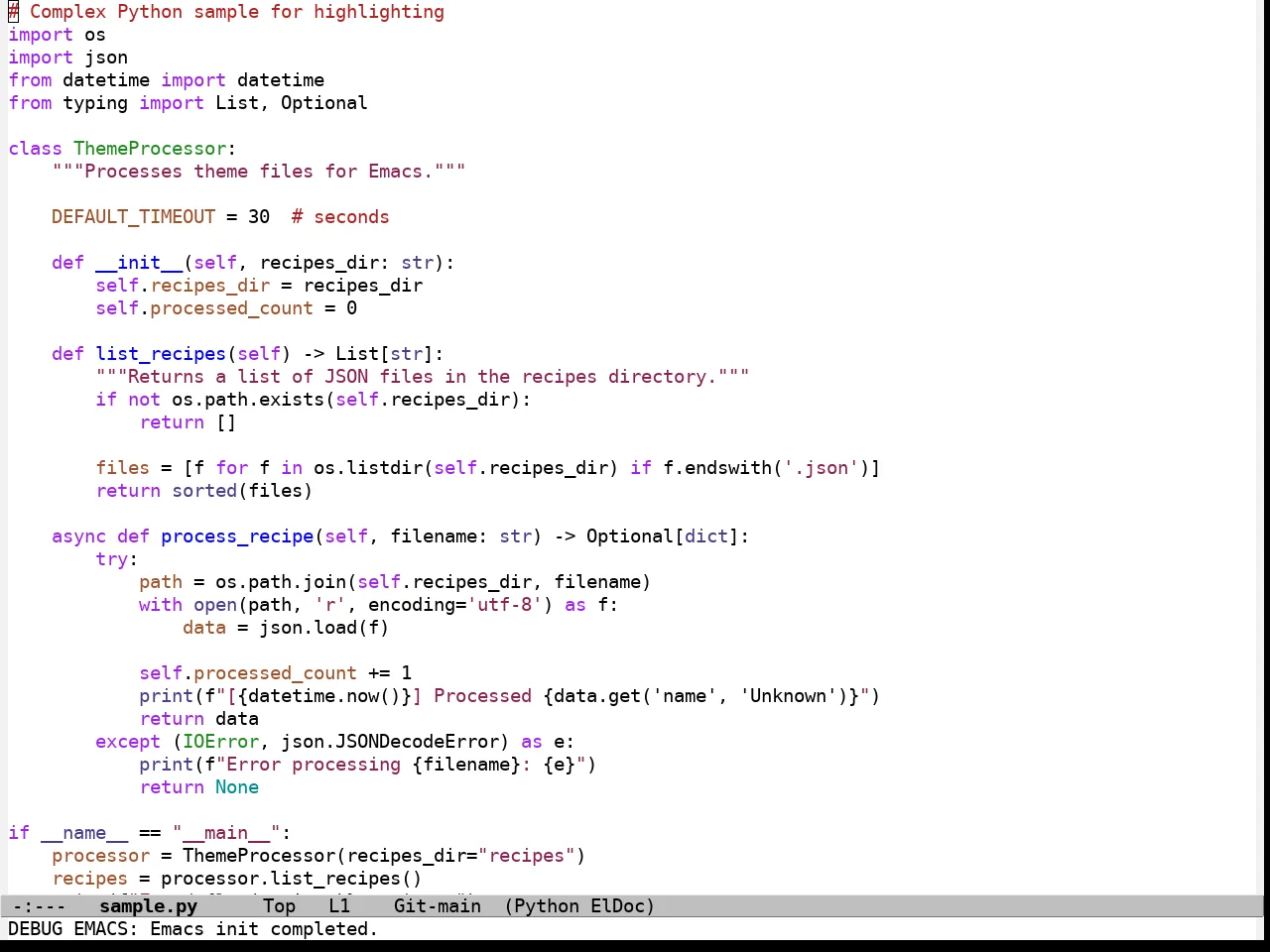 Parchment Theme in python-mode