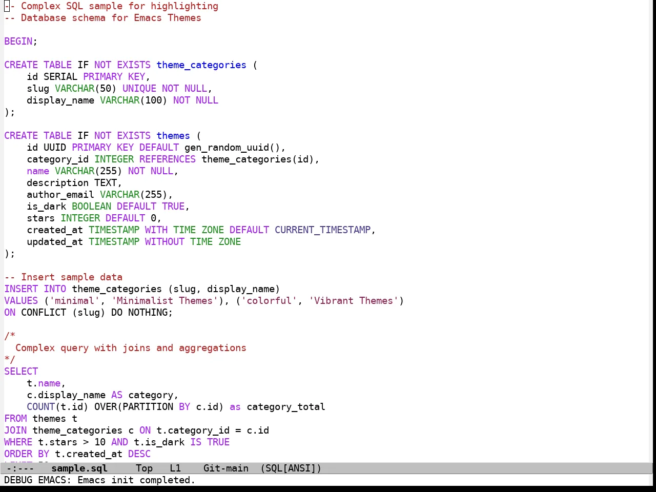Parchment Theme in sql-mode