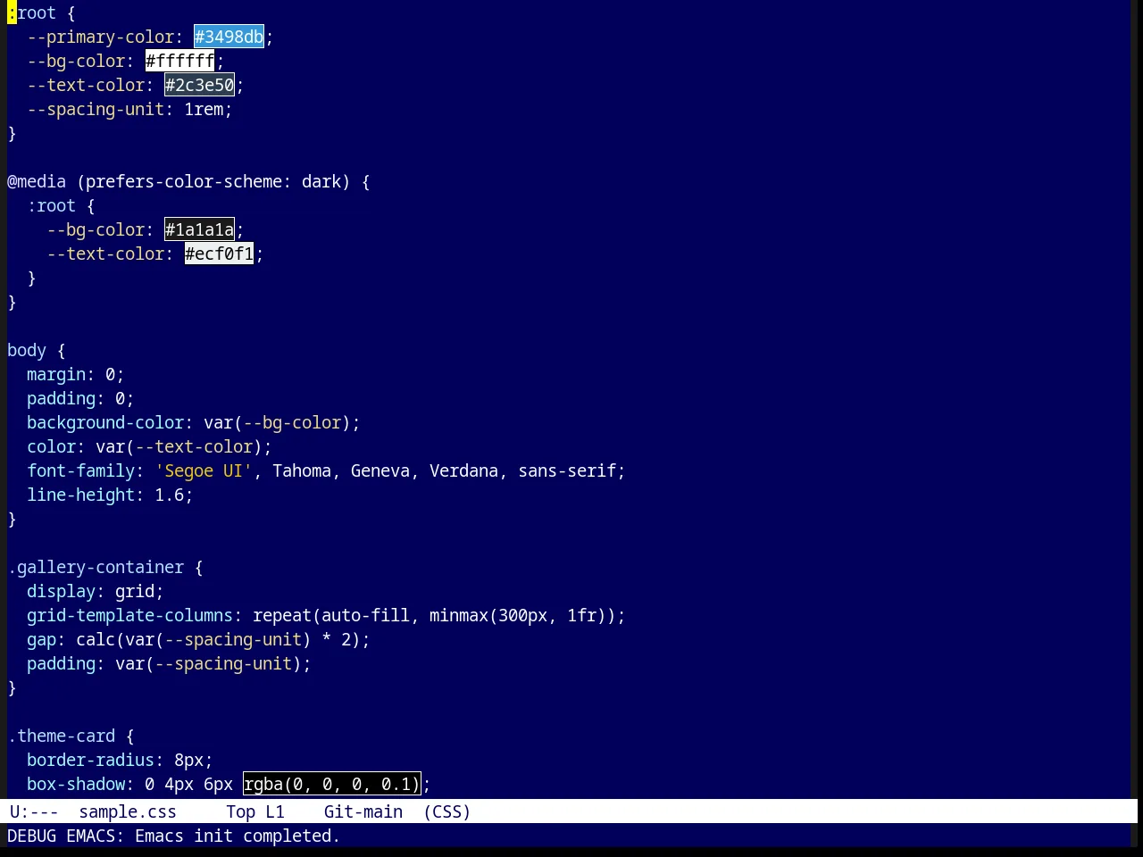 Parus Theme in css-mode