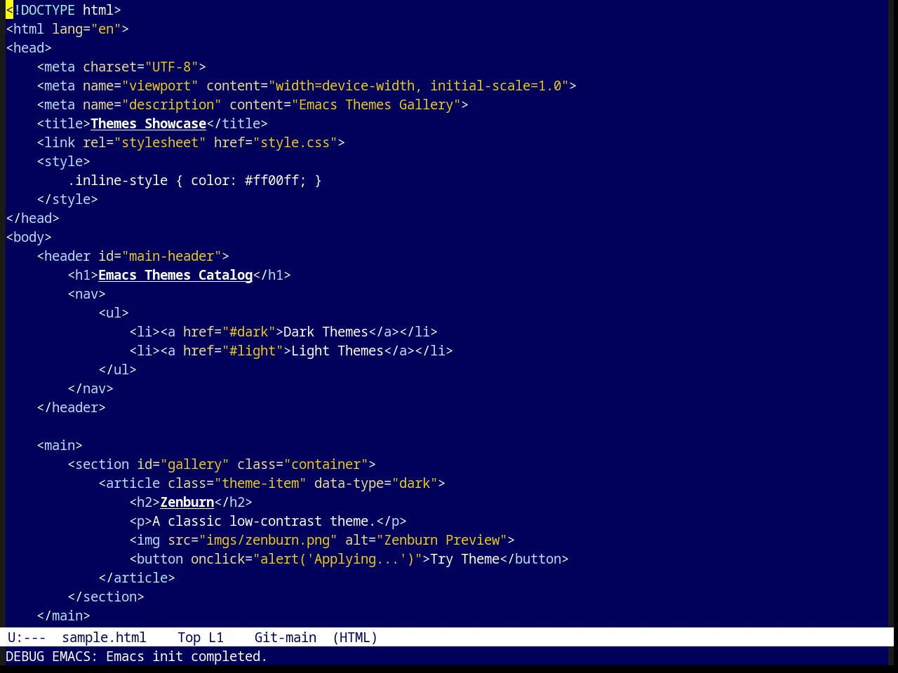 Parus Theme in html-mode