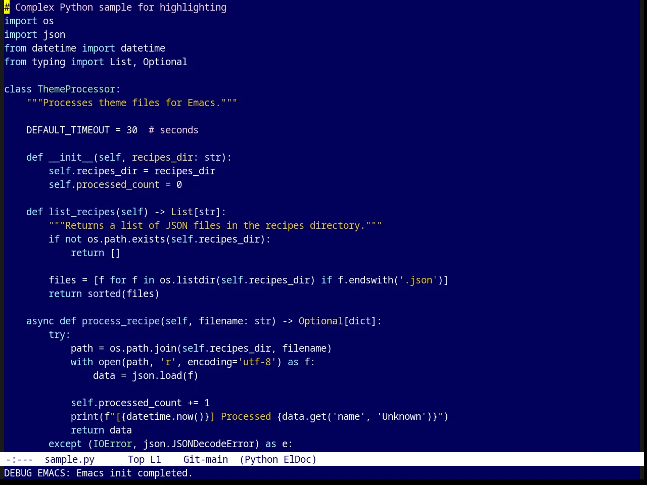 Parus Theme in python-mode