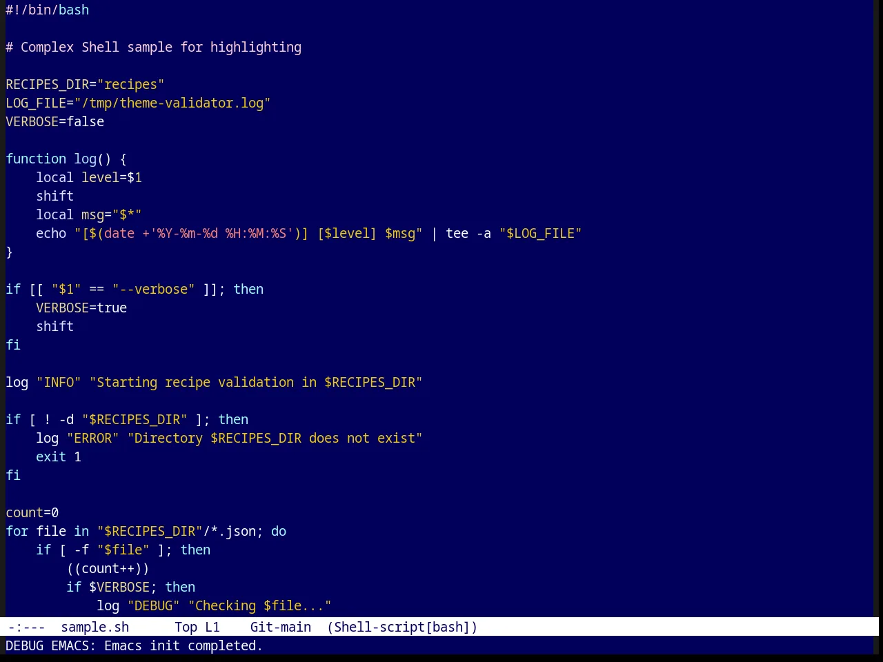 Parus Theme in sh-mode