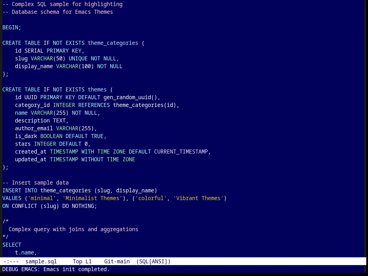 Parus Theme in sql-mode