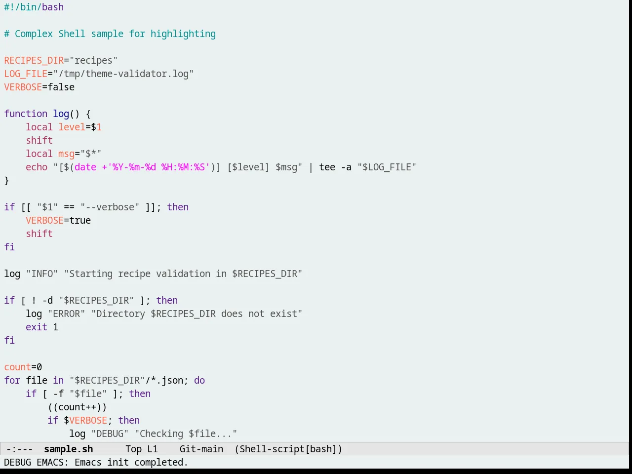 Pastelmac Theme in sh-mode