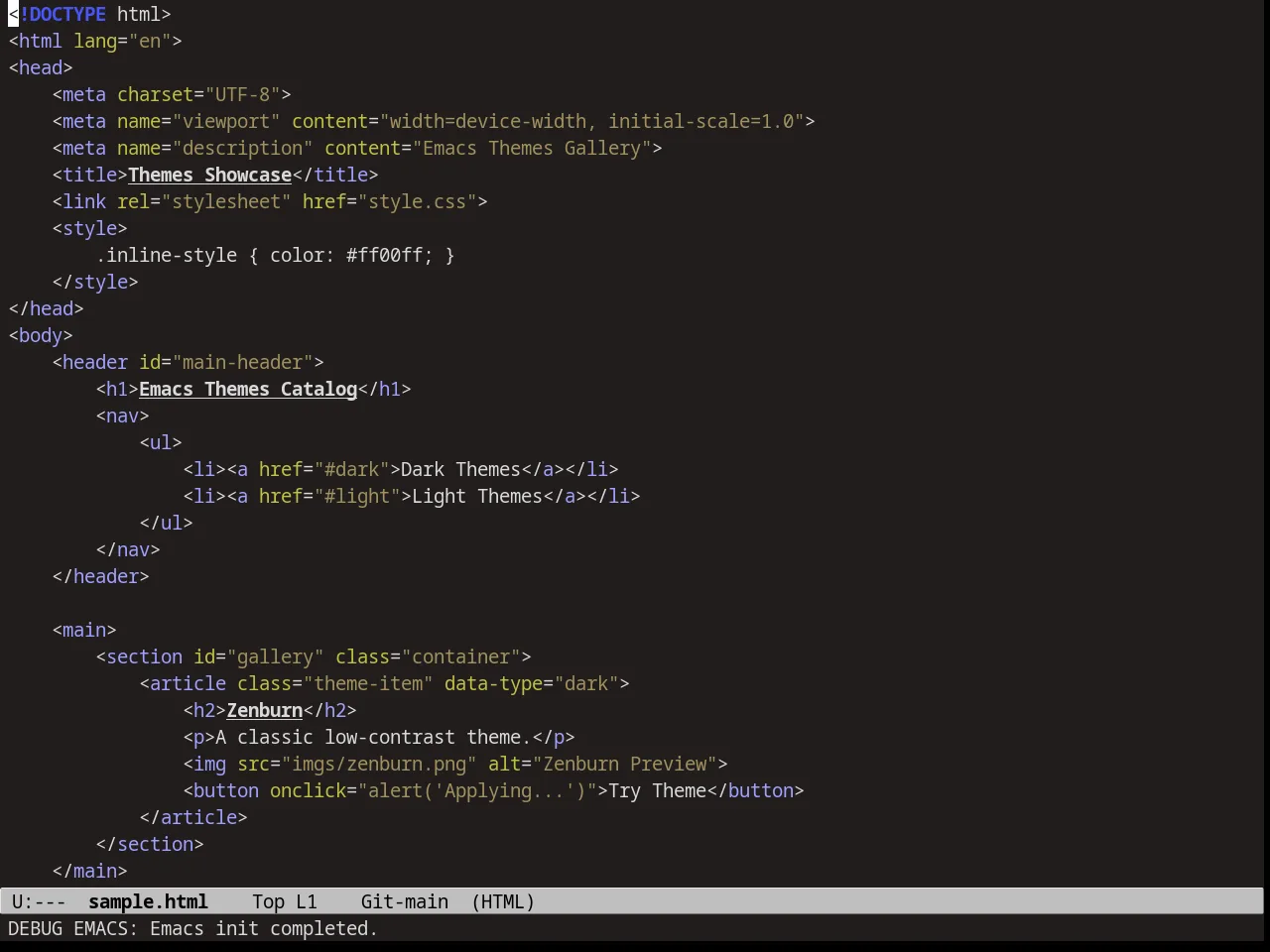Pastels on Dark Theme in html-mode