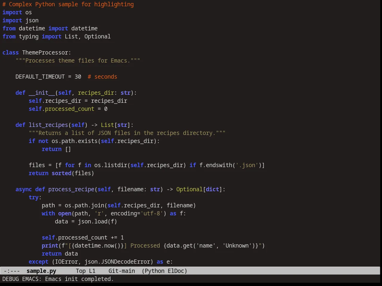 Pastels on Dark Theme in python-mode