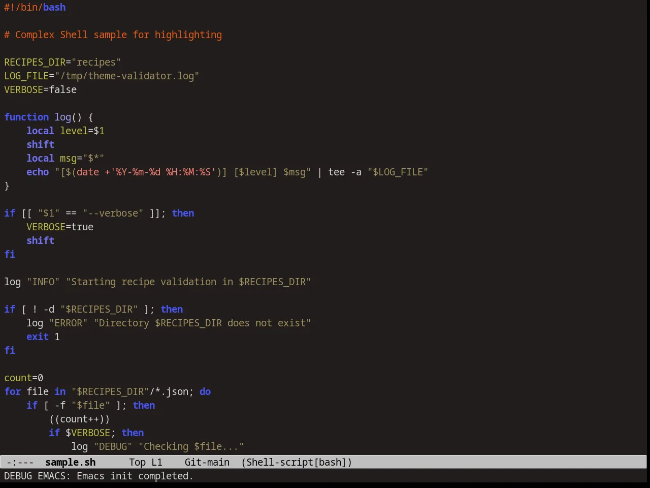 Pastels on Dark Theme in sh-mode