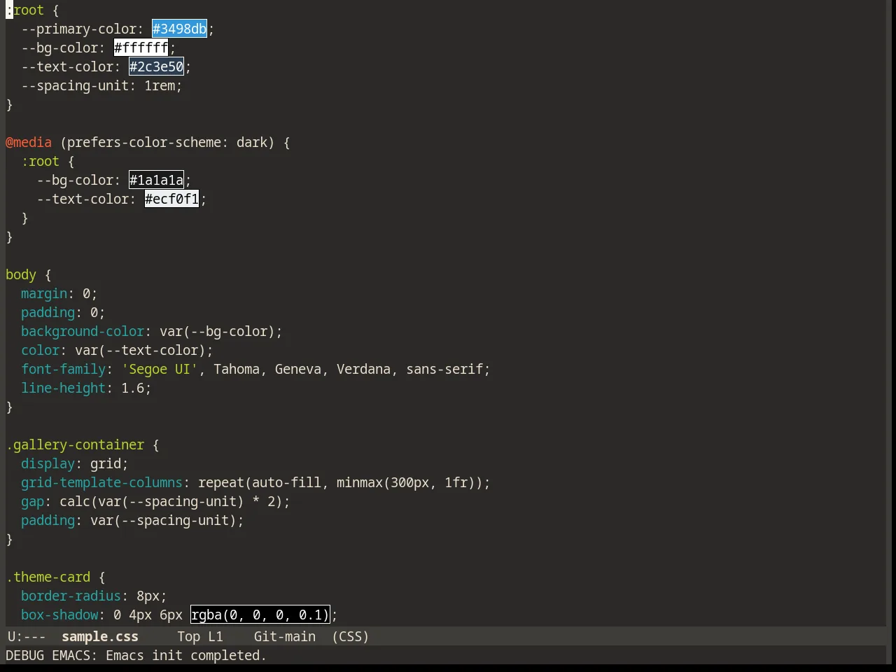 Peacock Theme in css-mode