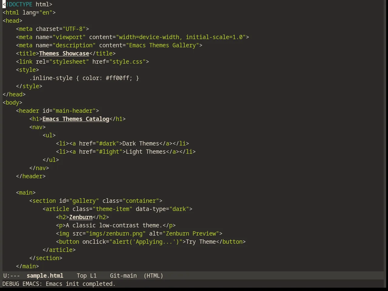 Peacock Theme in html-mode