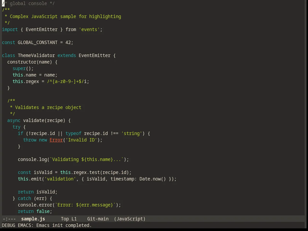 Peacock Theme in javascript-mode