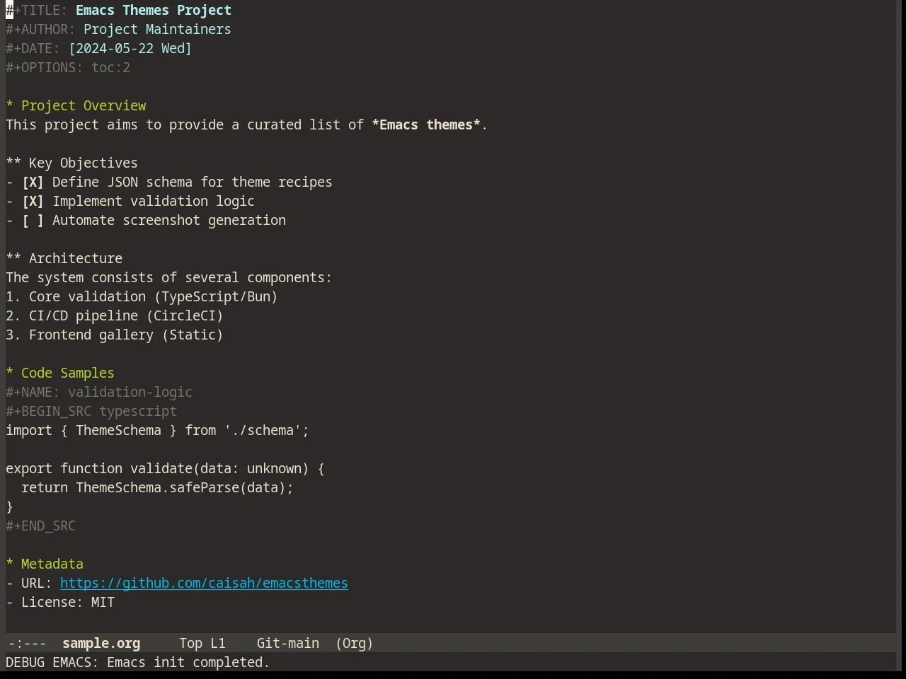 Peacock Theme in org-mode