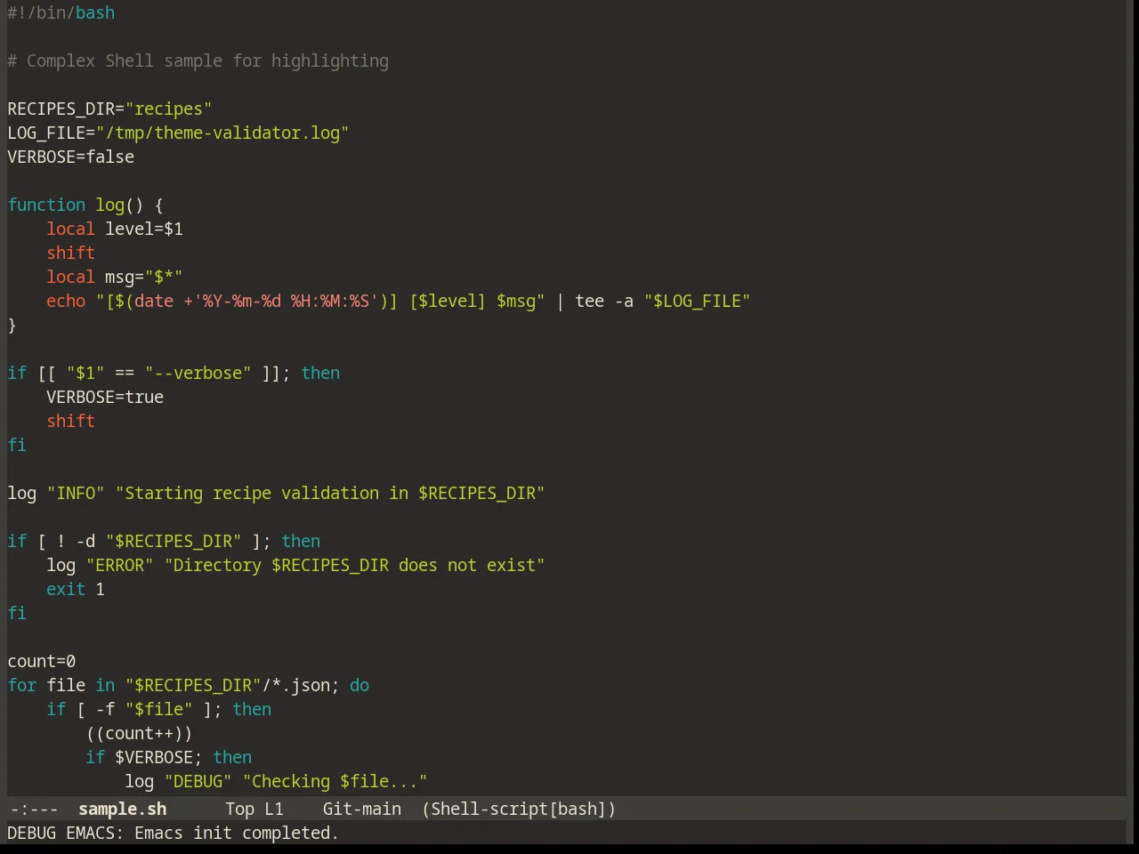 Peacock Theme in sh-mode