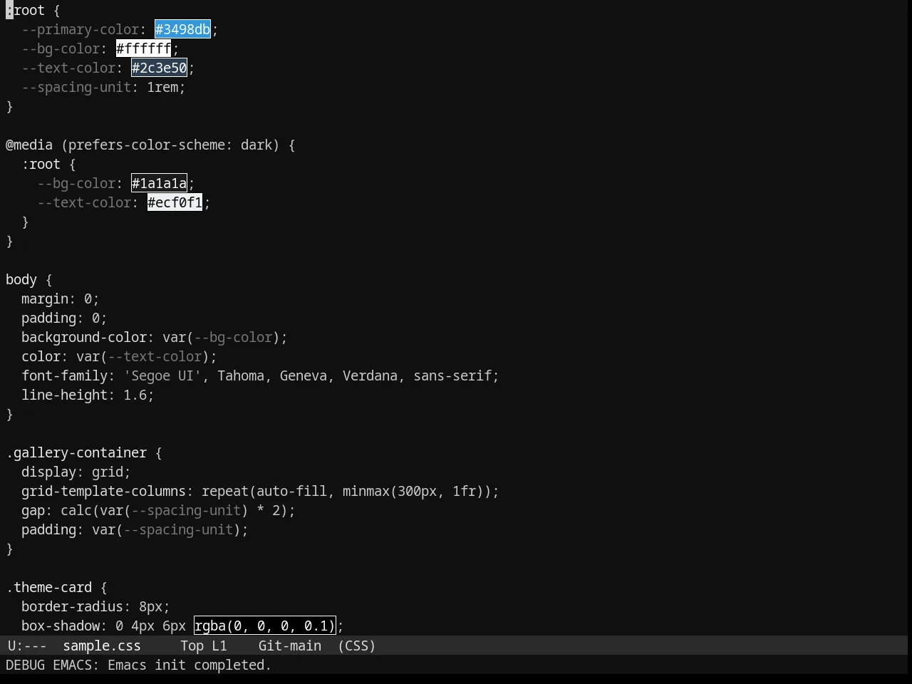 Phoenix Dark Mono Theme in css-mode