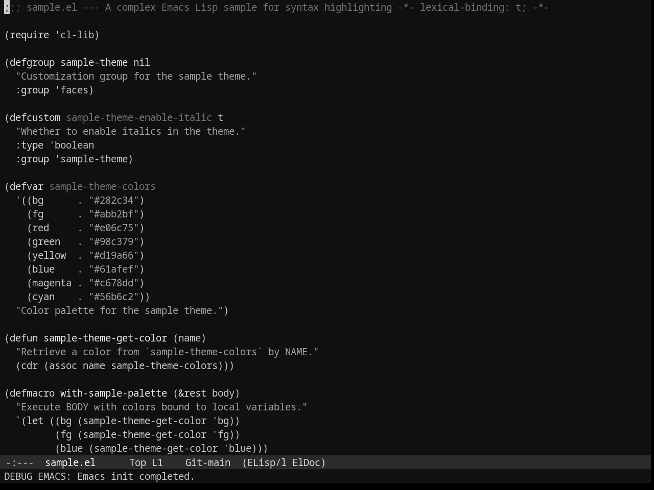 Phoenix Dark Mono Theme in emacs-lisp-mode