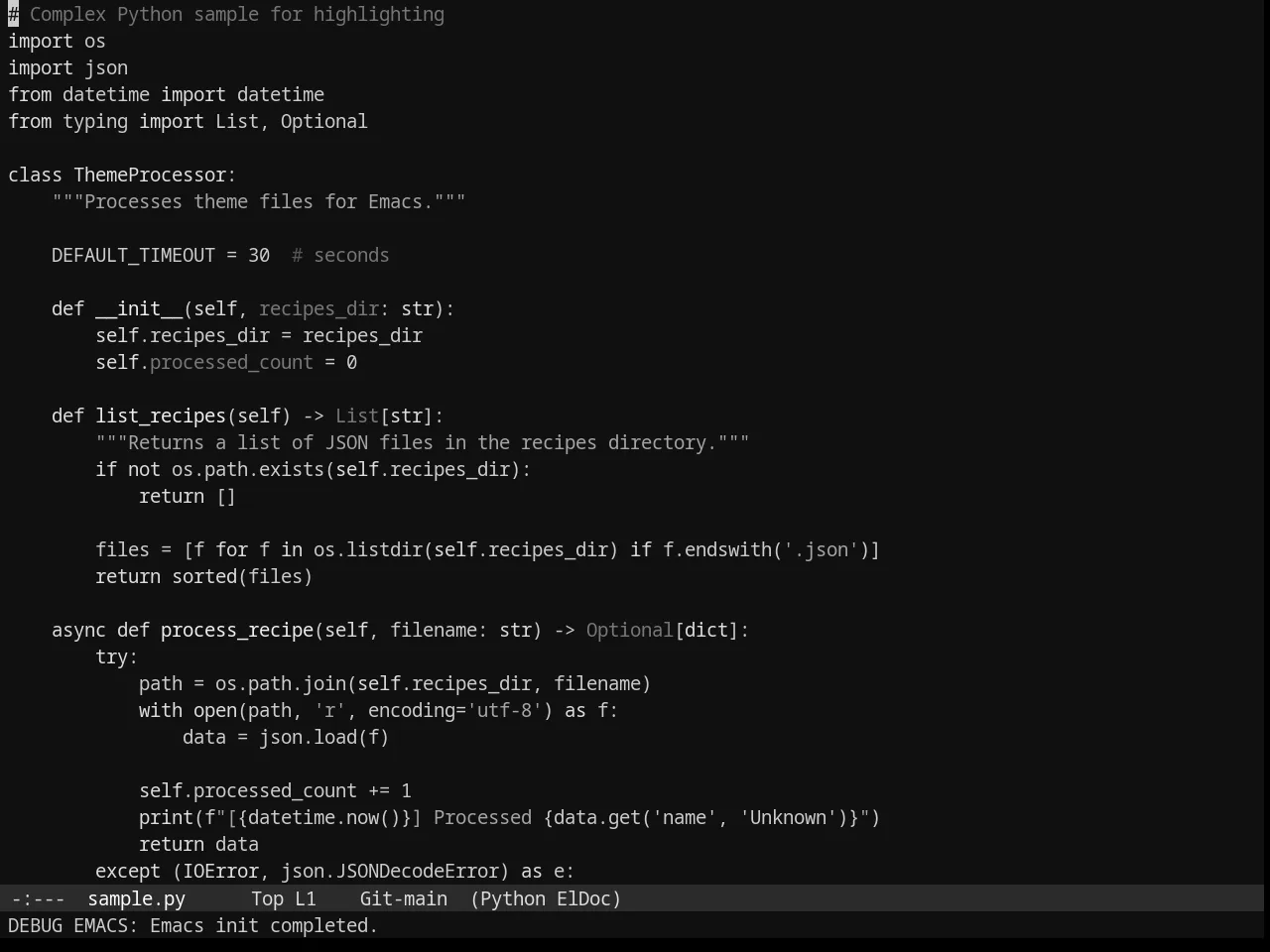 Phoenix Dark Mono Theme in python-mode