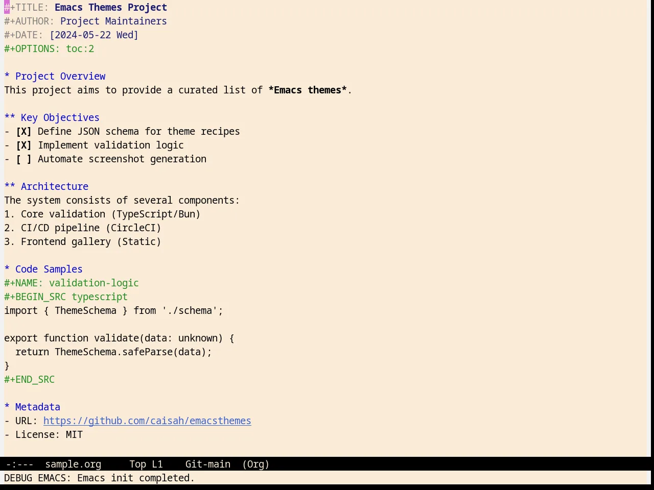 Pierson Theme in org-mode
