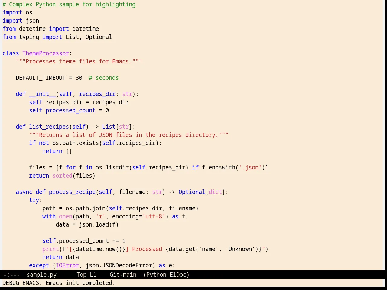 Pierson Theme in python-mode