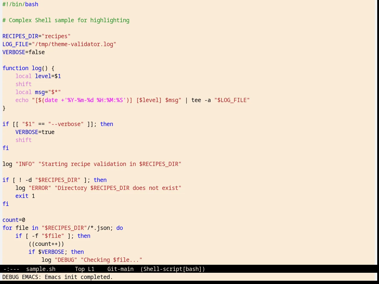 Pierson Theme in sh-mode