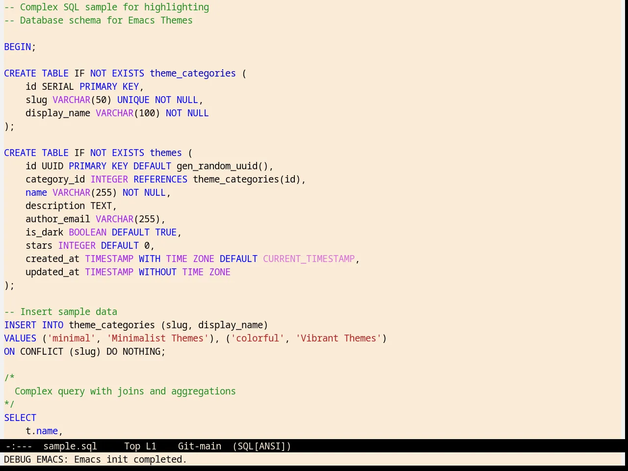 Pierson Theme in sql-mode