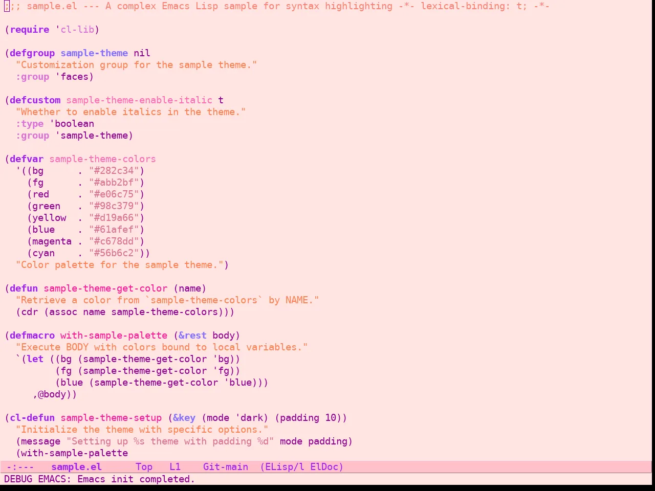 Pink Bliss Uwu Theme in emacs-lisp-mode