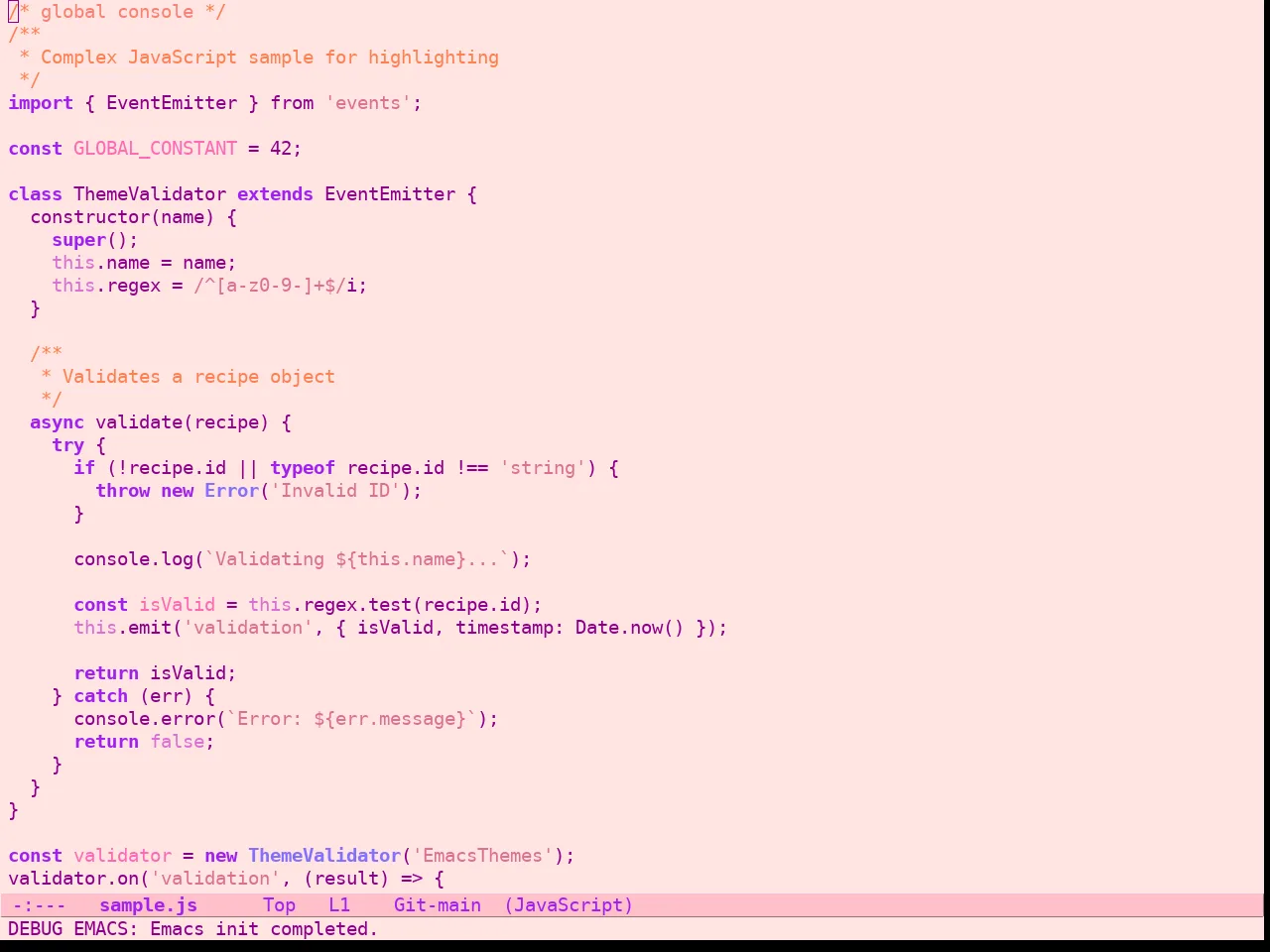 Pink Bliss Uwu Theme in javascript-mode
