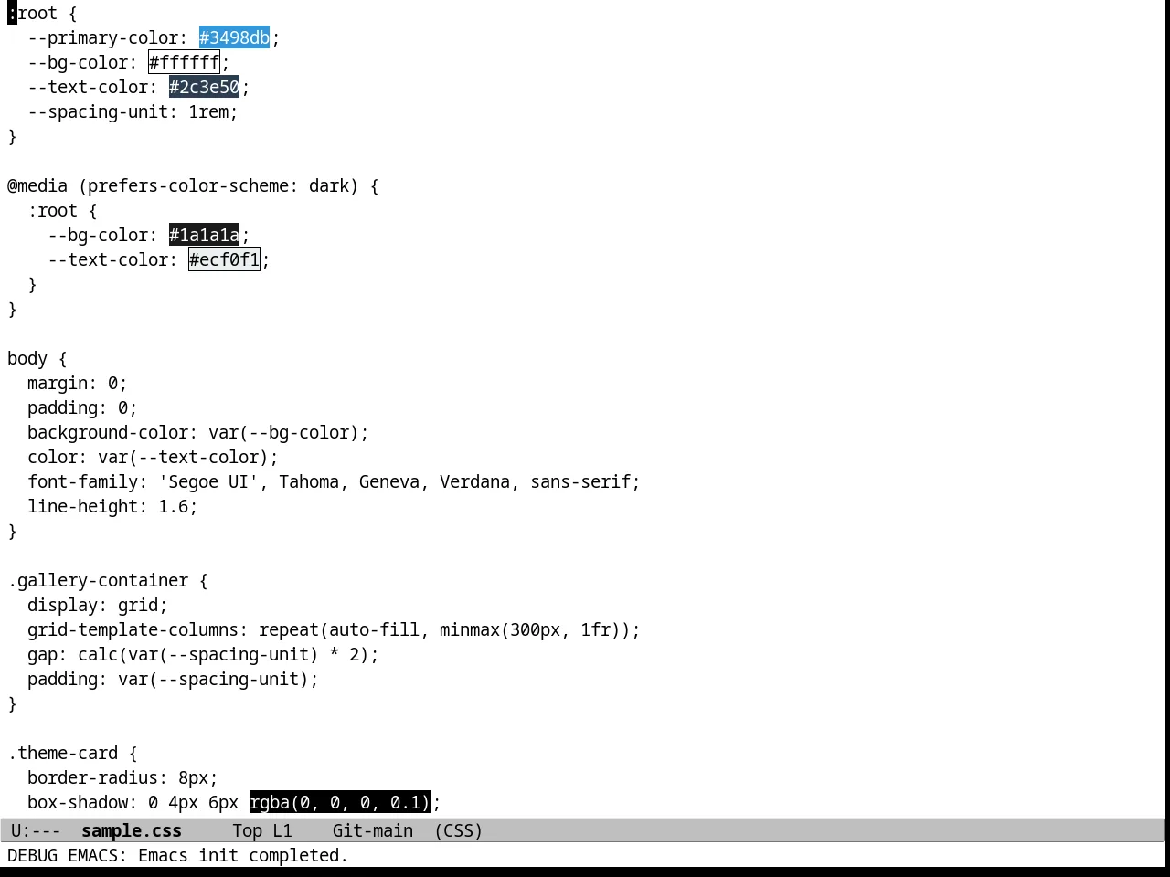 Plain Theme in css-mode