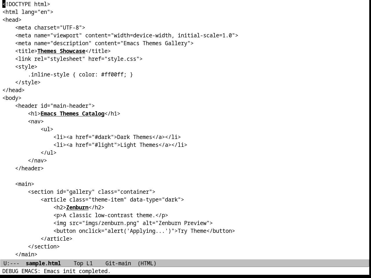 Plain Theme in html-mode
