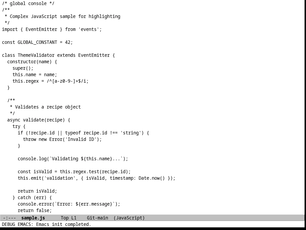 Plain Theme in javascript-mode