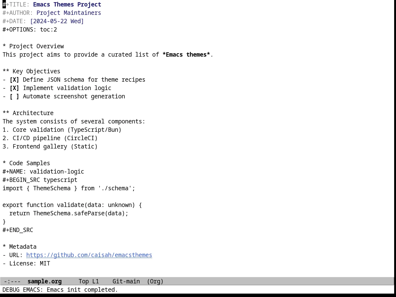 Plain Theme in org-mode