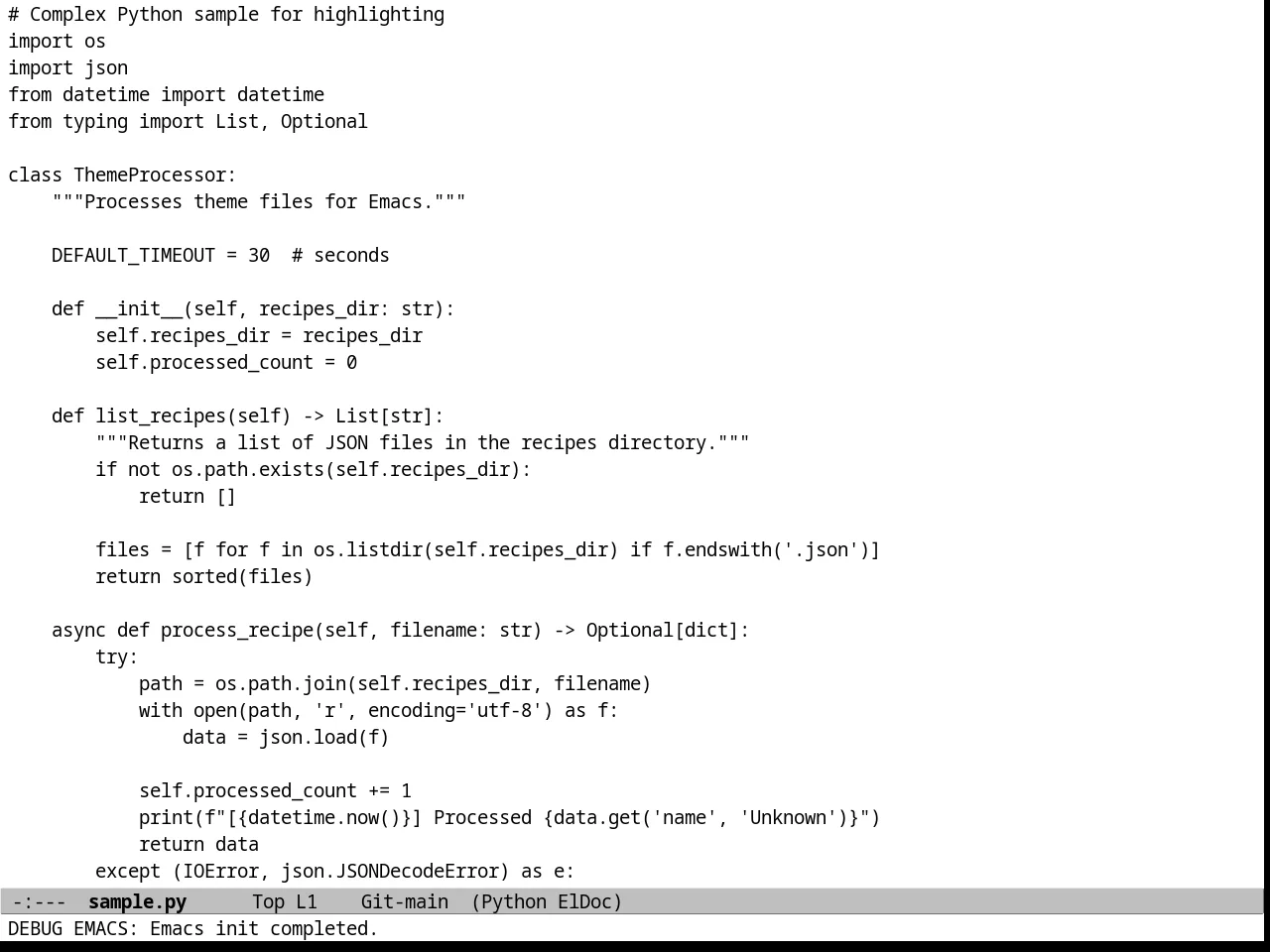 Plain Theme in python-mode