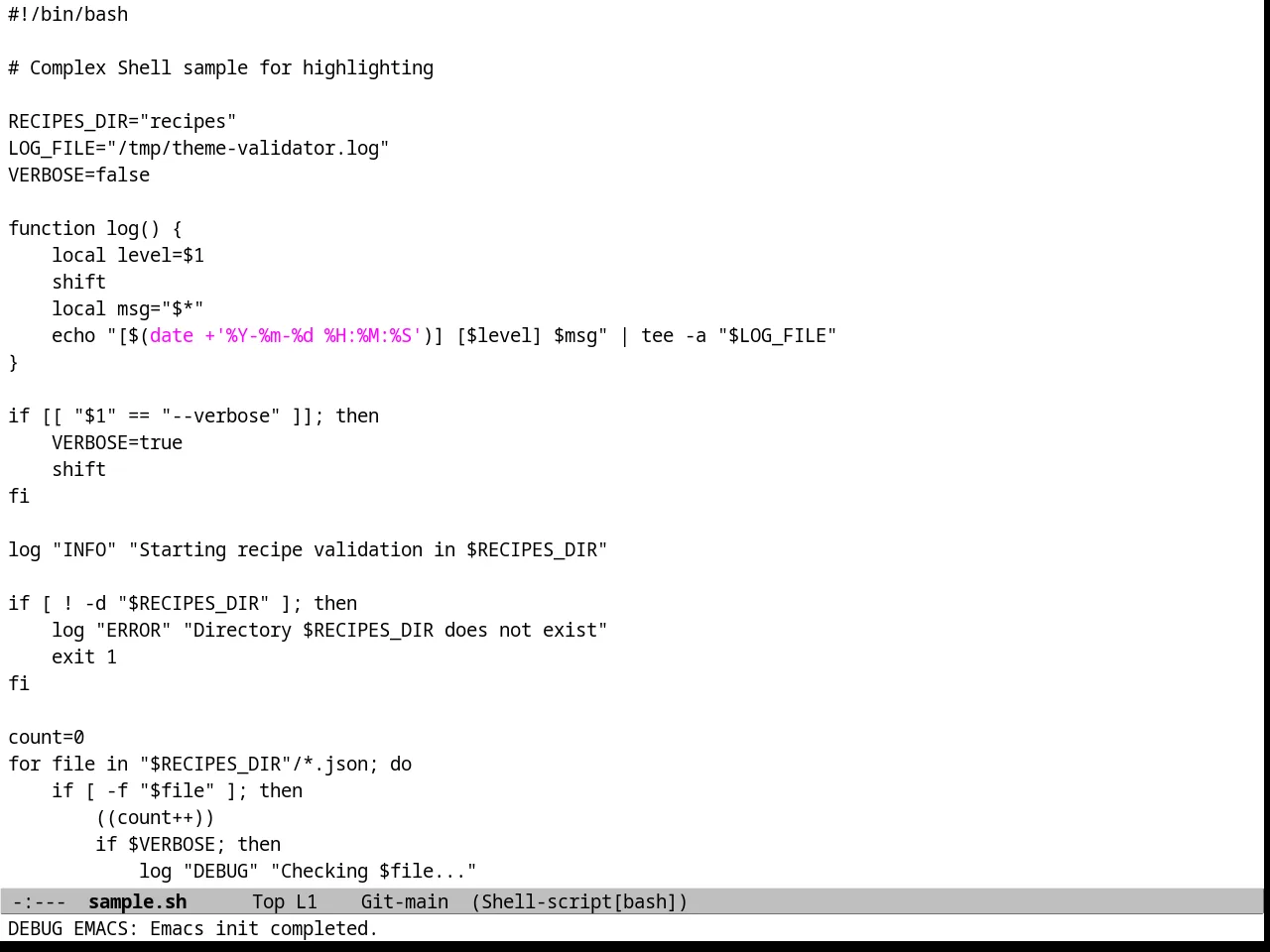 Plain Theme in sh-mode