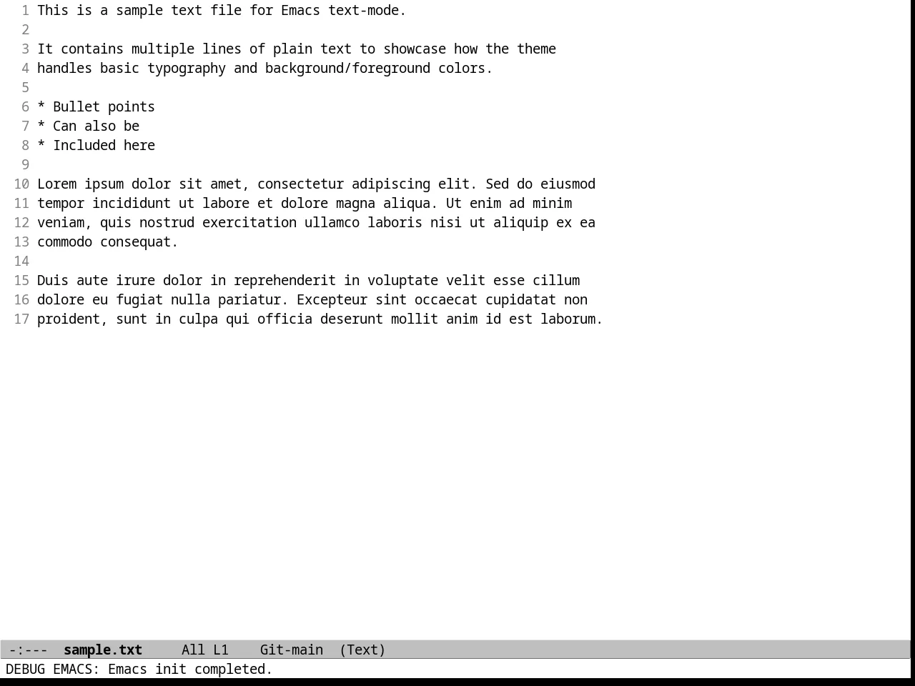 Plain Theme in text-mode