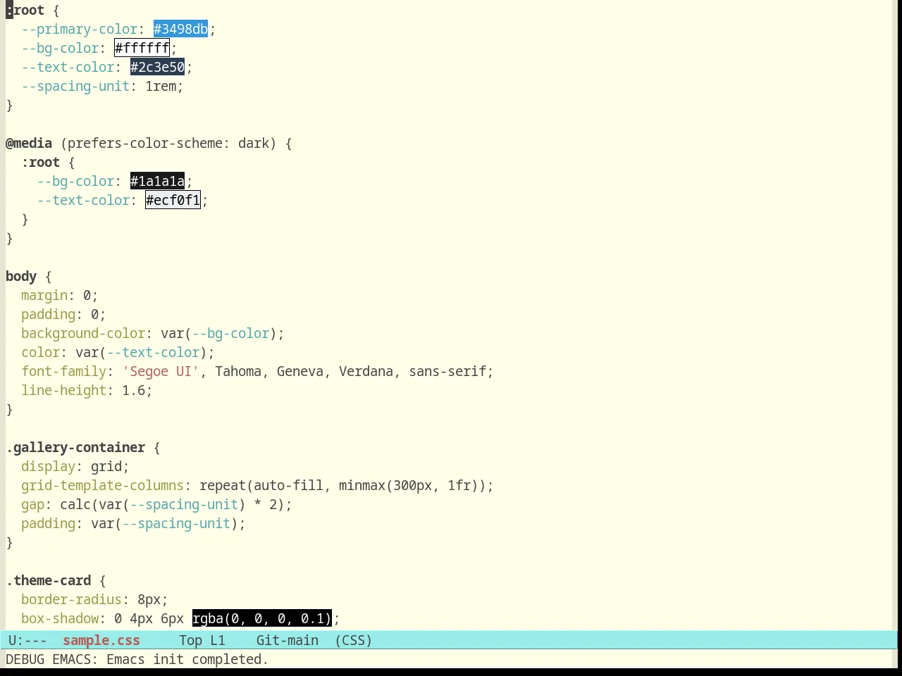 Plan9 in css-mode
