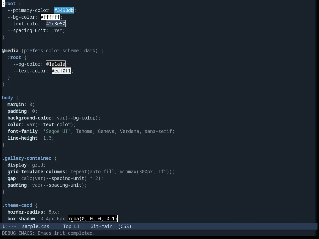 Planet Theme in css-mode