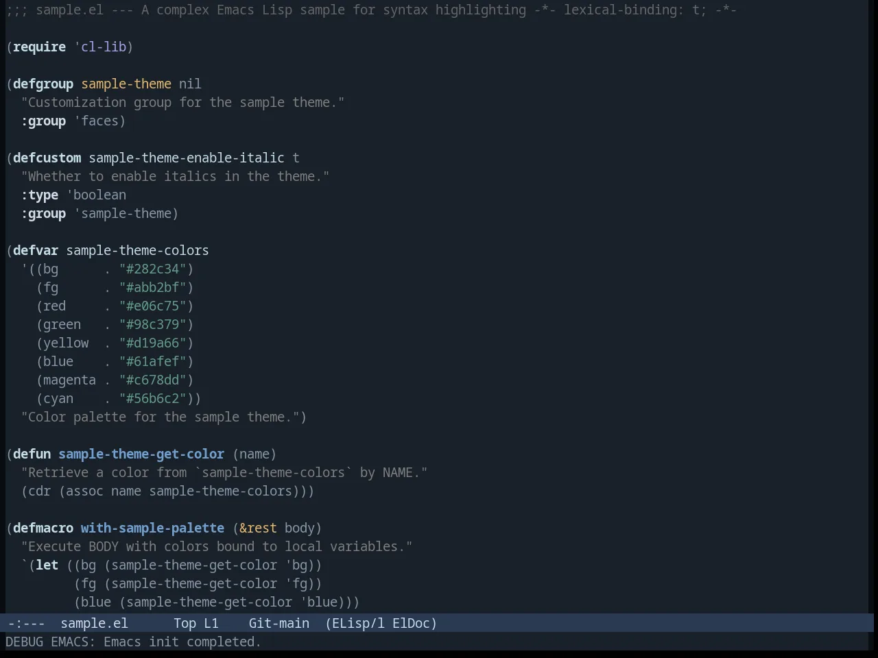 Planet Theme in emacs-lisp-mode