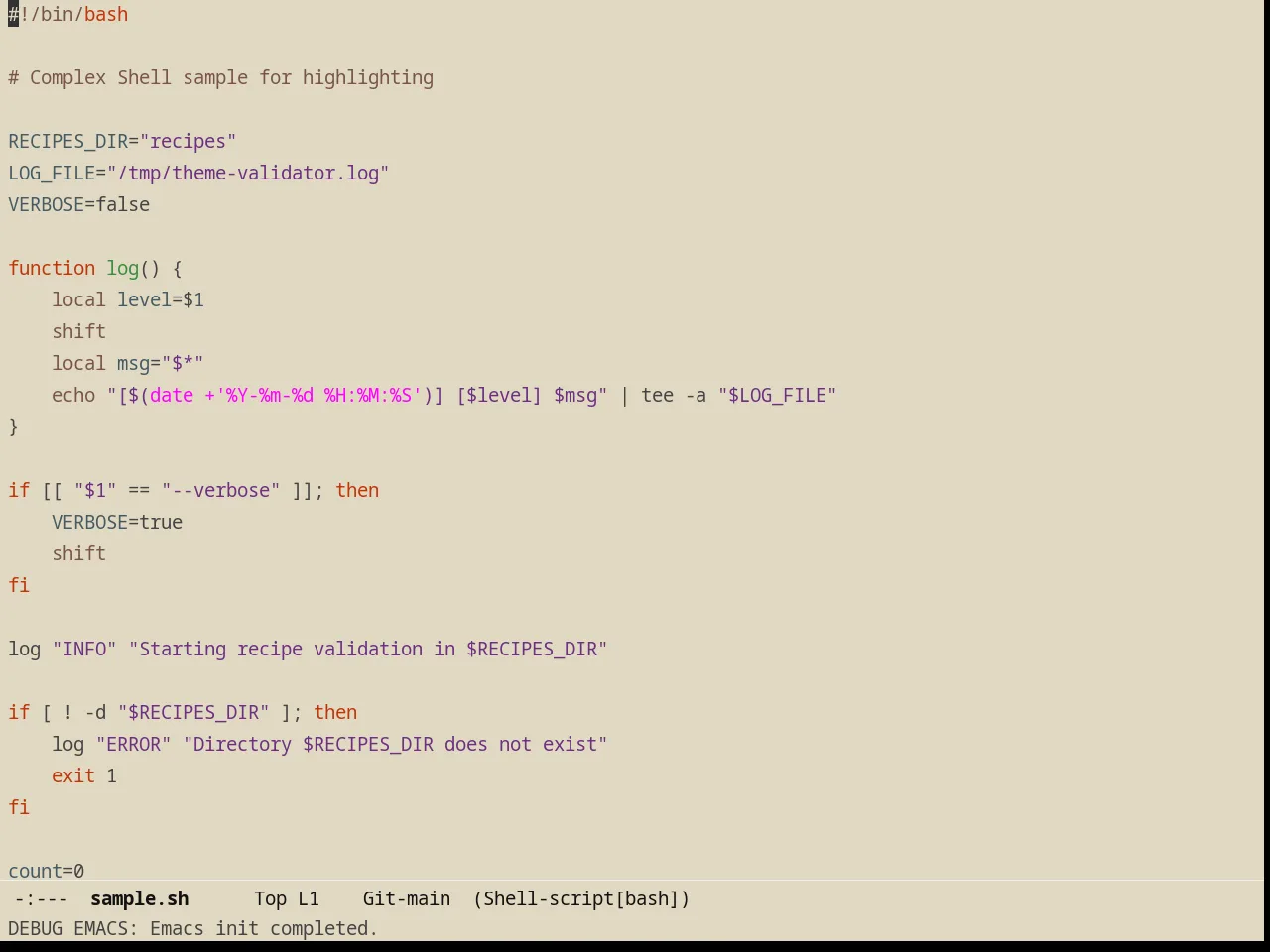 Poet Theme in sh-mode