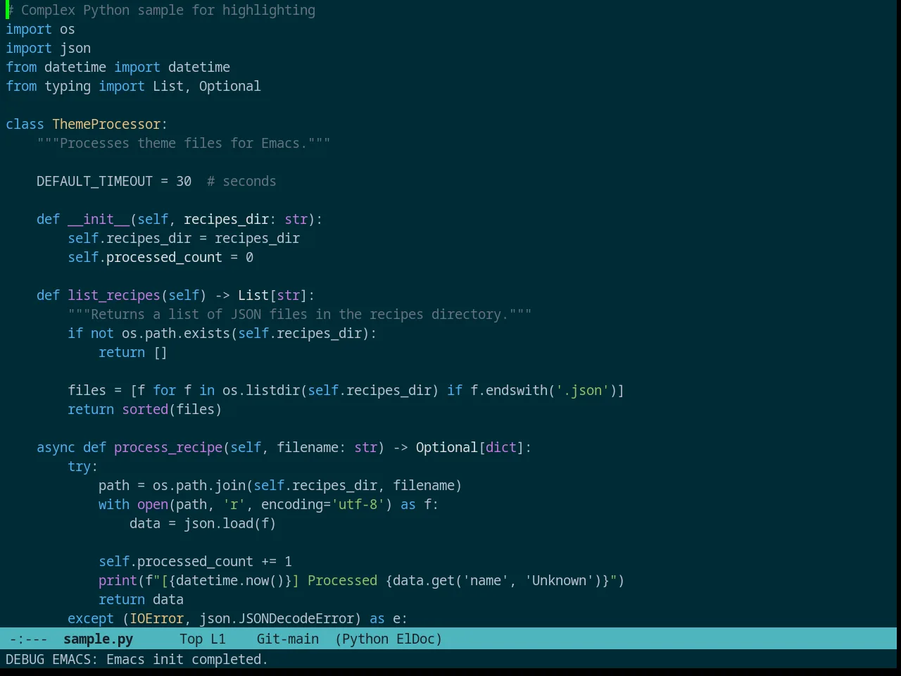 Prassee Theme in python-mode