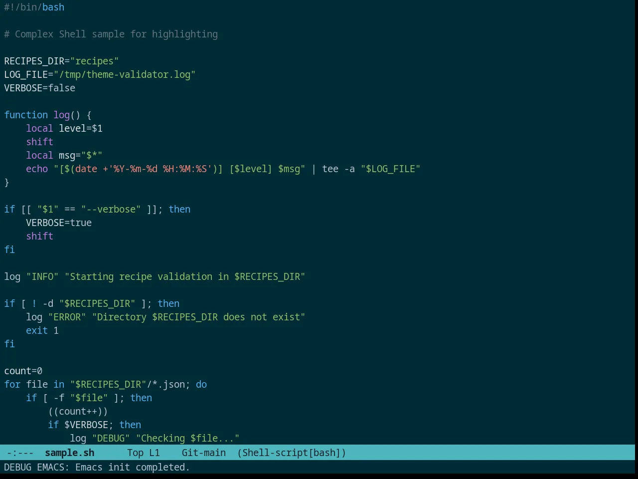 Prassee Theme in sh-mode